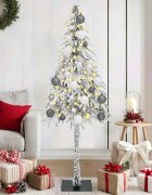 vidaXL Коледно дърво с 150 LED светодиода Бяло 150 cm ПЕ и стомана