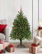 vidaXL Коледно дърво с 150 LED светодиода с поставка Зелен 120 cm ПЕ