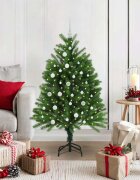 vidaXL Коледно дърво с 150 LED светодиода с поставка Зелен 120 cm ПЕ