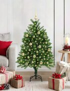 vidaXL Коледно дърво с 150 LED светодиода с поставка Зелен 120 cm ПЕ