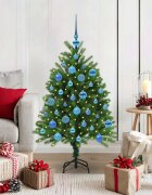 vidaXL Коледно дърво с 150 LED светодиода с поставка Зелен 120 cm ПЕ