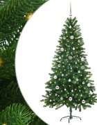vidaXL Коледно дърво с 150 LED светодиода с поставка Зелен 150 cm ПЕ