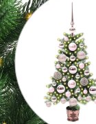 vidaXL Коледно дърво с 150 LED светодиода с поставка Зелен 65 cm ПЕ