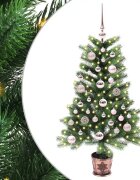 vidaXL Коледно дърво с 150 LED светодиода с поставка Зелен 90 cm ПЕ