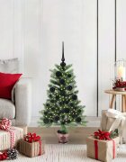 vidaXL Коледно дърво с 150 LED светодиода с поставка Зелен 90 cm ПЕ