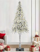 vidaXL Коледно дърво с 300 LED светодиода Бяло 210 cm ПЕ и стомана