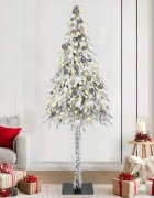 vidaXL Коледно дърво с 300 LED светодиода Бяло 210 cm ПЕ и стомана