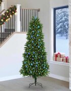vidaXL Коледно дърво с 300 LED светодиода с поставка Зелен 240 cm ПЕ
