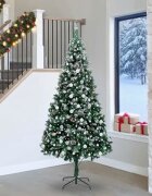 vidaXL Коледно дърво с LED светлина Зелен и бял 240 cm PVC и пластмаса