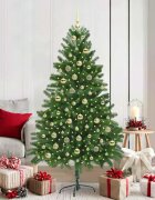vidaXL Коледно дърво с LED светлина Зелено 180 cm ПЕ