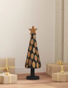 vidaXL Коледно дърво с поставка Кафяво 61 cm Тиково дърво масив