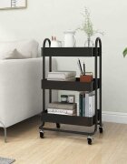 vidaXL Количка на 3 нива черна 43x34x79 см стомана
