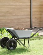 vidaXL Количка Сребрист и Черен 80 Л 120 кг Поцинкована стомана
