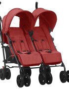 vidaXL Количка за близнаци червена стомана