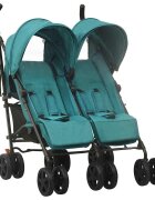 vidaXL Количка за близнаци зелена стомана