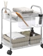 vidaXL Количка за съхранение на 2 нива Прозрачна 37x28x435 cm Акрил