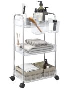vidaXL Количка за съхранение на 3 нива Прозрачна 37x28x68 cm Акрилна