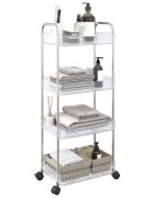vidaXL Количка за съхранение на 4 нива прозрачна 37x28x95 cm акрилна