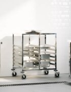 vidaXL Количка за тави с 12 GN контейнера 75x55x87 см неръждаема стомана