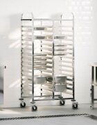 vidaXL Количка за тави с 32 GN контейнера 75x55x1625 см неръждаема стомана