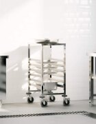vidaXL Количка за тави с 6 GN контейнера 39x55x87 см неръждаема стомана