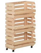 vidaXL Количка за зеленчуци 37x30x80 см борово дърво масив