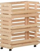 vidaXL Количка за зеленчуци 77x30x80 см борово дърво масив