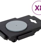 vidaXL Колички за преместване с 8 колела 8 бр. черни полипропиленови 150 кг