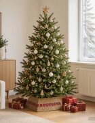 vidaXL Коло за коледно дърво Квадратна Натурално 60 x 60 x 28 см