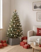 vidaXL Коло за коледно дърво Квадратна Сиво 50 x 50 x 25 cm полиратан