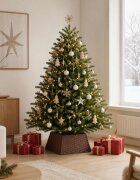 vidaXL Коло за коледно дърво Квадратна Тъмен кафяв 60 x 60 x 28 см