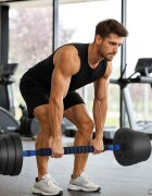 vidaXL Комплект 2 в 1 дъмбел 40 кг Черен и син Цимент и Железен Пясък