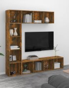 vidaXL Комплект библиотека/ТВ шкаф от 3 части опушен дъб 180x30x180 см