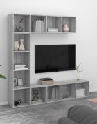 vidaXL Комплект библиотека/ТВ шкаф от 3 части Сив сонома 180x30x180 см