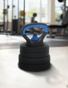vidaXL Комплект дъмбели щанга и гири 4 в 1 20 кг Черен и син