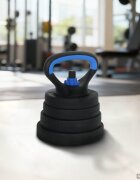 vidaXL Комплект дъмбели щанга и гири 4 в 1 30 кг Черен и син
