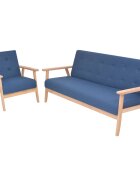 vidaXL Комплект диван и кресло 2 части плат сини