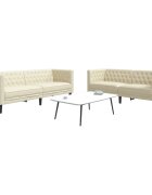 vidaXL Комплект диван от 2 части Chesterfield Cream Faux Leather