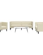 vidaXL Комплект диван от 3 части Chesterfield Cream Faux Leather