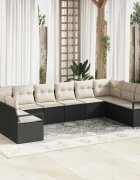 vidaXL Комплект дивани 10 бр. Черно полиратан