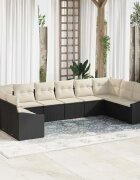 vidaXL Комплект дивани 10 бр. Черно полиратан