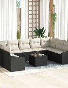 vidaXL Комплект дивани 10 бр. Черно полиратан
