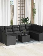vidaXL Комплект дивани 10 бр. Черно полиратан