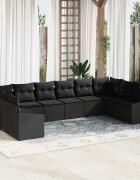 vidaXL Комплект дивани 10 бр. Черно полиратан