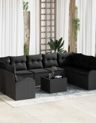 vidaXL Комплект дивани 10 бр. Черно [Синтетика]: Полипропилен Ратан