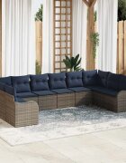 vidaXL Комплект дивани 10 бр. Сив Полиестер