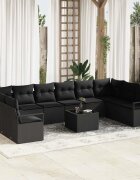vidaXL Комплект дивани 11 бр. Черно полиратан