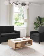 vidaXL Комплект дивани 2 бр. Черно Кадифе