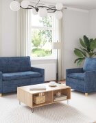 vidaXL Комплект дивани 2 бр. Синьо Полиестер