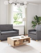 vidaXL Комплект дивани 2 бр. Светлосиво Полиестер